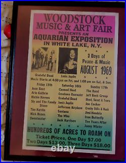 14x22 1969 Woodstock Music And Art Fair Concert Promotional Poster Orig. TSP