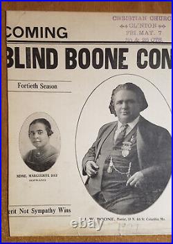 1920's Blind Boone Concert Poster, Pianist, Ragtime