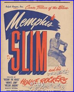 1949 Memphis Slim Concert Poster Sunset Terrace Indianapolis, RARE (Trimmed)