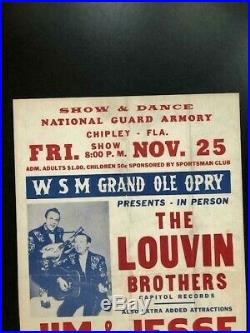 1960 THE LOUVIN BROTHERS Original Grand Ole Opry Boxing Style Concert Poster