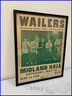 1960's Fabulous Wailers Concert Rock Show Poster Tacoma Midland HALL Original