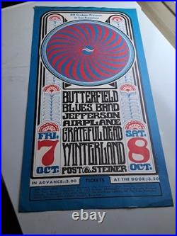 1966 Bill Graham's Filmore West Concert Poster Butterfield Blues Band, Jefferson