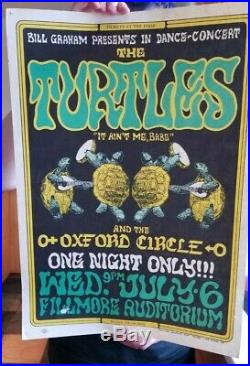 1966 rare The Turtles Bill Graham Fillmore SF rock & roll music concert poster