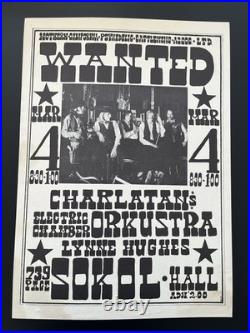 1967 Charlatans Sokol Hall Concert Poster Wanted AOR-68 1967 Charlatans Sokol Hall Concert Poster Wanted AOR-68