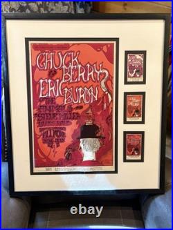 1967 Chuck Berry Animals Fillmore Bill Graham BG70 Concert Poster & 3 Tickets