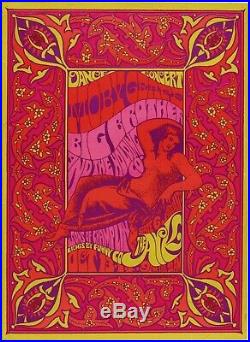 1967 Janis Joplin Big Brother Moby Grape Rock Blues Concert Poster