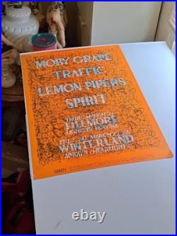 1968 Bill Graham's Filmore West Concert Poster Moby Grape, Traffic, Lemon pipers