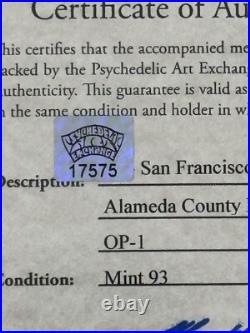 1968 San Francisco Inter. Pop Festival Concert Poster mint COA SUPER POSTER