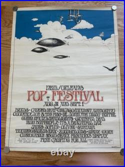 1969 New Orleans Pop Festival Concert Poster Grateful Dead Janis Joplin Original