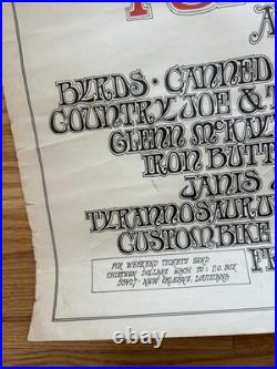 1969 New Orleans Pop Festival Concert Poster Grateful Dead Janis Joplin Original