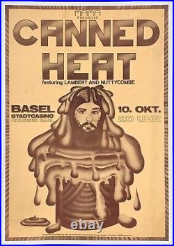 1970 Canned Heat Concert Poster Stadtcasino, Basel, Switzerland Linen Backed
