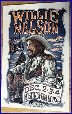 1979 Willie Nelson & Family Austin Opera House Texas Armadillo Concert Poster
