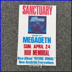 1980s Megadeth & Sanctuary Tour Concert Poster Buffalo Rochester NY War Memorial