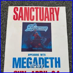 1980s Megadeth & Sanctuary Tour Concert Poster Buffalo Rochester NY War Memorial