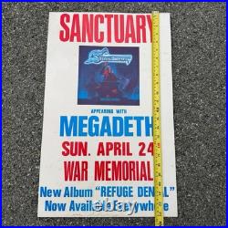 1980s Megadeth & Sanctuary Tour Concert Poster Buffalo Rochester NY War Memorial