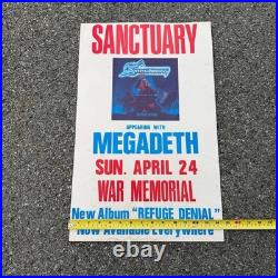 1980s Megadeth & Sanctuary Tour Concert Poster Buffalo Rochester NY War Memorial