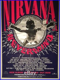 1992 Original Silkscreen Nirvana Australia Concert Tour Poster