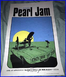 1998 Pearl Jam Concert Poster Rancid West Palm Beach Florida Coral Sky Ames RARE