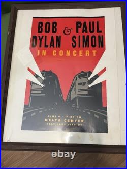 1999 Bob Dylan & Paul Simon In Concert Salt Lake City UT Train Framed Poster VTG