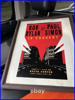 1999 Bob Dylan & Paul Simon In Concert Salt Lake City UT Train Framed Poster VTG
