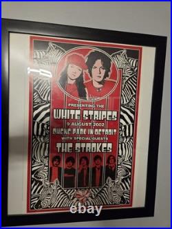 2002 Authentic The White Stripes & The Strokes Rock & Roll Concert Poster Framed