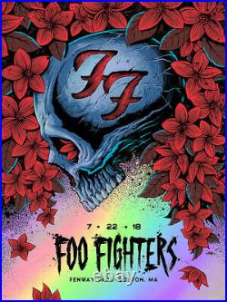 2018 Foo Fighters Boston Fenway Park Foil Concert Poster 7/22 Ltd 60 Ap Signed