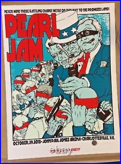 2018 Pearl Jam Charlottesville Concert Poster #/100 10/29 Jermaine Rogers Ap S/n