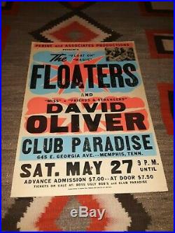70s GLOBE Concert Poster THE FLOATERS & DAVID OLIVER CLUB PARADISE MEMPHIS