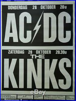 AC/DC Powerage Concert Tour Music Poster + Kinks Arenahall Deurne Belgium 1978