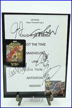 ANTHRAX Band Autograph Signed Framed Slayer Farewell Concert Set List with VIP