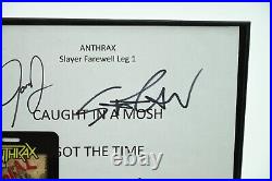 ANTHRAX Band Autograph Signed Framed Slayer Farewell Concert Set List with VIP