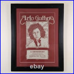 ART Rare VTG Original Arlo Guthrie Concert Poster Bill 27.25x21.25 Framed 1976