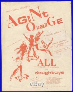 Agent Orange All Doughboys Original Concert Flyer/ Ticket Thrash Punk Hardcore