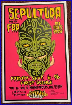 Alan Forbes 1996 Sepultura Concert Poster S&N @ First Avenue Minneapolis, MN