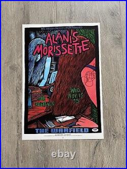 Alanis Morissette Signed 1995 Concert Poster Taylor Hawkins The Warfield PSA