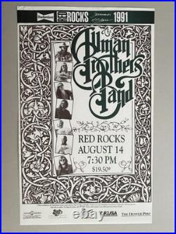Allman Brothers Band Concert Poster 1991 Red Rocks Morrison CO