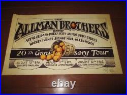 Allman brothers band vintage concert poster y r. Tuten signed