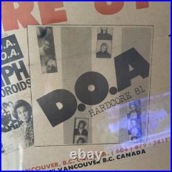 Autographed D. O. A. Original Concert Poster Vancouver B. C.'Hardcore'81' Punk