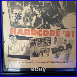 Autographed D. O. A. Original Concert Poster Vancouver B. C.'Hardcore'81' Punk