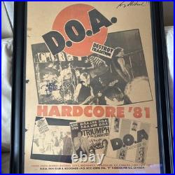 Autographed D. O. A. Original Concert Poster Vancouver B. C.'Hardcore'81' Punk