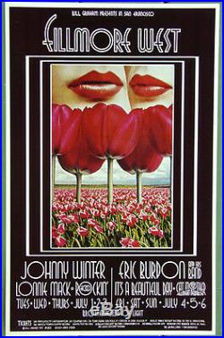 BG180 Johnny WinterEric Burdon1969 Original Fillmore West Concert Poster