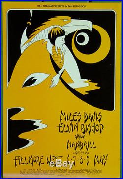 BG279 MILES DAVIS Elvin Bishop 1971 Original Fillmore West Concert Poster 1st