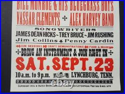 BILL MONROE 1995 JACK DANIELS Hatch Show Print VASSAR CLEMENTS Concert Poster