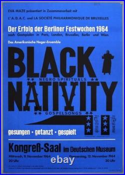 BLACK NATIVITY rare vintage original Munich 1964 concert poster BLACK NATIVITY rare vintage original Munich 1964 concert poster