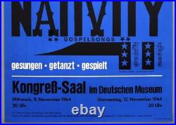 BLACK NATIVITY rare vintage original Munich 1964 concert poster BLACK NATIVITY rare vintage original Munich 1964 concert poster