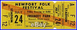 BOB DYLAN Joan Baez Original 1964 Newport Folk Festival UNUSED Concert TICKET