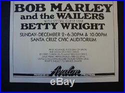 BOB MARLEY 1978 ORIGINAL CONCERT POSTER 1ST PRINT / Reggae Rasta
