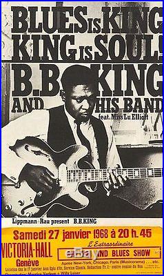 B. B. BB KING 1968 Swiss Geneva concert poster VERY RARE 22x40 NM