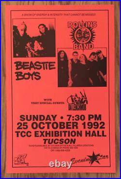Beastie Boys And Rollins Band Red Promotional Concert Poster 1992 Beastie Boys And Rollins Band Red Promotional Concert Poster 1992