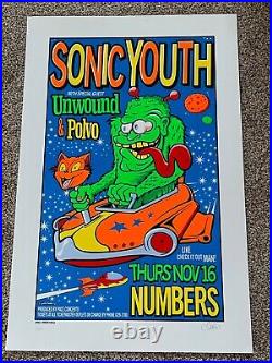 Beautiful Sonic Youth Concert Poster from Numbers in Texas Original Signed #'d